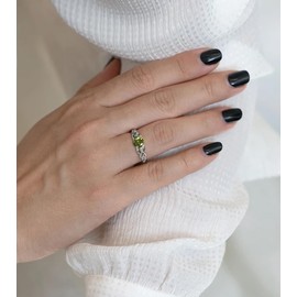 STARCHENIE Celtic Rings for Women 925 Sterling Silver Created Peridot Ring Size 10