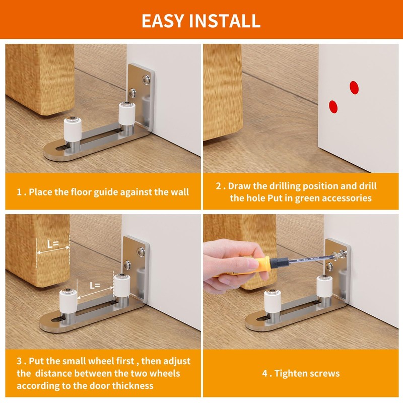 Wolfbird Adjustable Floor Guide Sliding Barn Door Wall/Door Bottom Guide