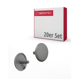 Gedotec Furniture Cover Caps Round | Pack of 20 Screw Caps for Headhole Hole PZ2 | H1115 | Covers Diameter 12 x 2.5 mm | Closure Plugs Plastic Dust Grey | End Caps for Drill Holes