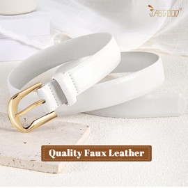 JASGOOD Women Leather Belts Plus Size Faux Leather Belt for Jeans Pants Fashion Ladies Waist Belt with Gold Buckle