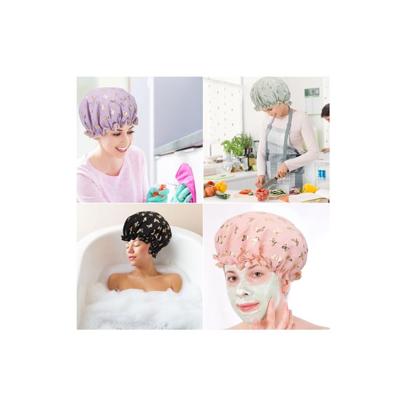Tbestmax Gorros Ducha Mujer Niña Reutilizables Impermeables Doble Capa Diseño