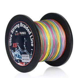 RUNCL Braided Fishing Line, 8 Strand Abrasion Resistant Braided Lines, Zero Stretch, Smaller Diameter, Rainbow Color for Extra Visibility, 328-1093 Yds, 12-120LB