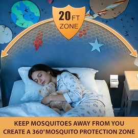 USB Mosquito Repeller Device, Portable Electric Mosquito Repellent Indoor Outdoor Use, for Home Bedroom Living Room Office Camping Travel (White)