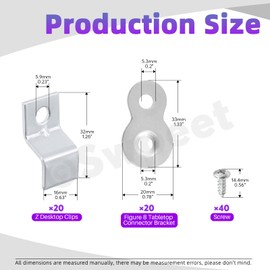 Swpeet 40 Pairs Silver 2 Styles Heavy Duty 8 Table Top Connector and Z Adjustable Corner Brackets with Matched Screws Assortment Kit, Utility Tables Figure 8 Fastener Z Brackets Clips for Furniture