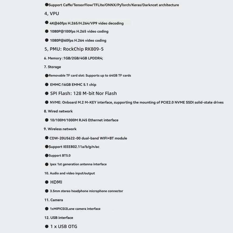 Snblzhef RK3566 Development Board 1G+16G ARM Microcontroller 4K@60fps WiFi-BT with