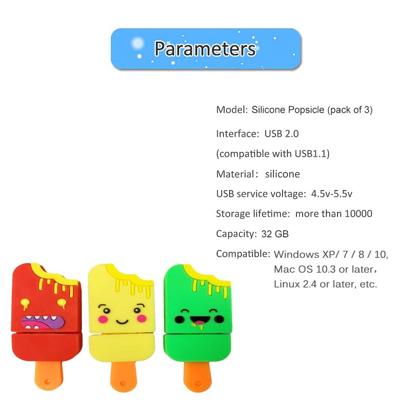 BorlterClamp 3 Pack (32GB*3) Novelty Cute USB Flash Drive Memory