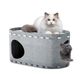 2 Schicht Katzenhöhle Filz Katzenbett Höhle Katzenhaus Jahreszeiten Große Filzhöhle Katzen Katzen Höhle zum Schlafen, Spielen und Verstecken 58x33x30cm