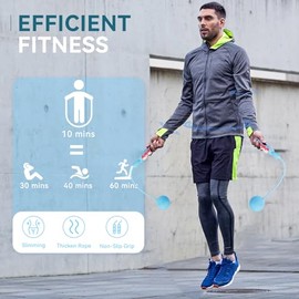 Cuerda de saltar inalámbrica para fitness con cuerda de saltar para interiores sin cuerda, para hombres, mujeres y niños, cuerda de alta velocidad par