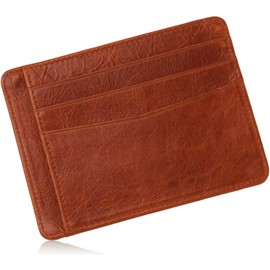 Archasdee Men's Card Case, Thin, Genuine Leather, Credit Card Case, Inner Card Case, dark brown