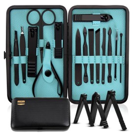 Utopia Care Nail Clippers Professional Nail Kit or Manicure Kit for Women and Men, Stocking Stuffers or Groomsmen Gifts 16Pcs Pedicure Set for Fingernail, Toenail Clippers with Travel Case