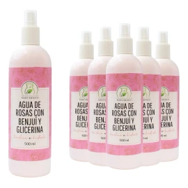 Productos Mart Mexico Agua De Rosas Con Benjuí & Glicerina (500ml) 6 Pack Momento De Aplicación Día/noche Tipo De Piel Todo Tipo De Piel