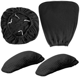 Tottist 4 Pcs Office Chair Covers Set Computer Universal Protective Stretchable Chair Seat Covers Desk Armrest Covers Slipcovers Pads Office Cushion Backrest for Rotating (Black)