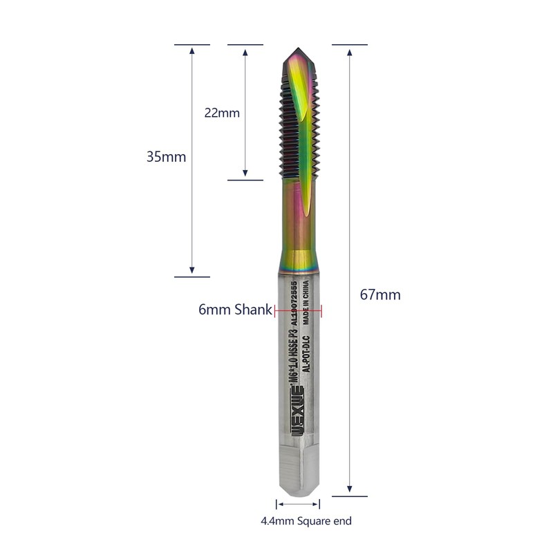 WEXWE Tools M6 x 1.0 Spiral Point Threading Tap, Metric