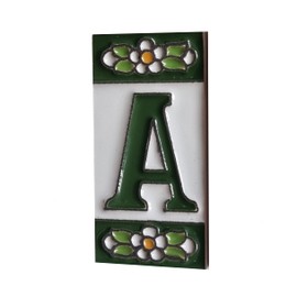 Green Floral Ceramic House Numbers & Letters Tile Size 7.5cm x 3.5cm 2 to 10 Tile Frames (7 Tile Frames)