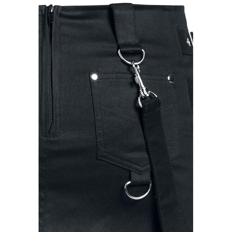 Gothicana by EMP Ladies Black Short Skirt with Buckles, black