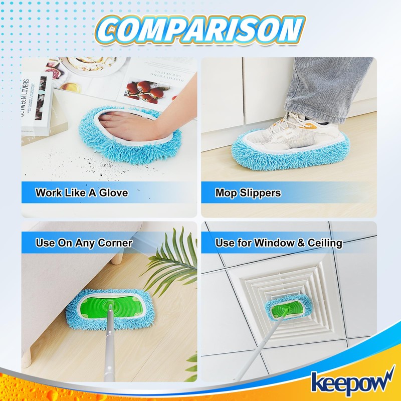 KEEPOW Reusable Microfiber Mop Pads Compatible with Sweeper Mop Replacement