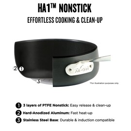 All-Clad HA1 Hard Anodized Non Stick Everyday Pan w/ Lid and Handles, 12 Inch, Induction, Oven Broiler Safe 500F, Lid Safe 350F, Deep Frying Pan, Skillet, Pots and Pans, Kitchen, Cookware, Black