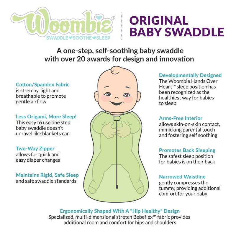 Woombie Original Baby Swaddling Blanket - Soothing, Cotton Baby Swaddle