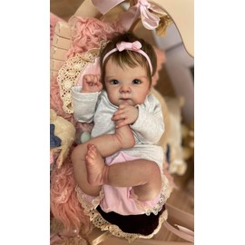 RXDOLL Cute Reborn Baby Dolls Full Body Silicone Girl 18 inch Realistic Newborn Baby Girl Real Life Silicone Babies Anatomically Correct Bath Doll Toys for Girls 3+