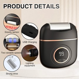 Funnaura Electric Hard Skin Remover for Feet, Foot File Grinder with 8 Replacement Rollers (Black)