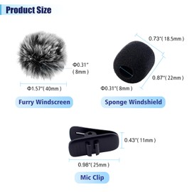 Mini Wireless Furry Windscreen & Foam Cover Set, Muff Foam Mic Cover with Clip for Lavalier Microphone to Reduce Plosive and Better Highlight the Vocals, Washable and Windproof Wind Screen(15 Pcs)