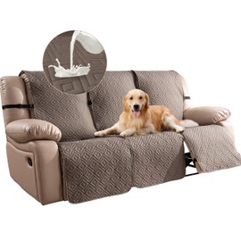100% Waterproof Recliner Sofa Covers for 3 - Cushion Couch - Non - Slip, Washable Pet - Friendly Furniture Protectors. Ideal for Homes with Kids & Dogs【Taupe】