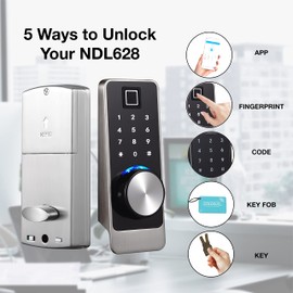 Colosus NDL628 Keyless Trusted Deadbolt Smart Door Lock, Biometric Fingerprint Keypad, Satin Nickel, 2 Key Fobs