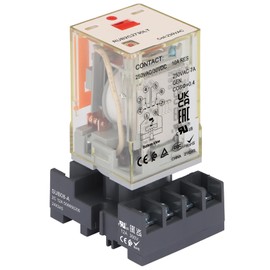 Weasch Power Relay MK2P-I Type RUB2C2730LT, AC 230V Coil, 8Pin 2NO 2NC DPDT, with LED Indicator Light and Test Button, Plug-in Terminal Socket Base, UL Certification (AC 220V)