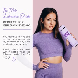 Hey Girl - Botella de infusor de té de 450 ml, botella de agua de acero inoxidable aislada, vaso de té termo con difusor de té, taza de viaje portátil para té de hojas sueltas y agua infundida,