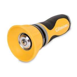 Gilmour Twist Hose Nozzle, Fireman Hose Nozzle for Cleaning and Watering, Heavy Duty Garden Hose Nozzle with Adjustable Spray Pattern, Yellow, Brass