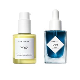 HERBIVORE Brighten + Balance Skincare Set | Nova 15% Vitamin C Brightening Serum + Lapis Blue Tansy Skin Balancing Face Oil