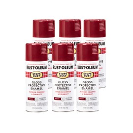 Rust-Oleum 7768830-6PK Stops Rust Spray Paint, 12 oz, Gloss Burgundy, 6 Pack