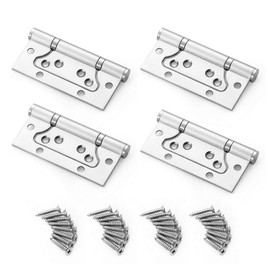 Flush Door Hinges,4 Pieces Heavy Duty Stainless Steel Small Flush Hinge with Screws for Cabinet Closet Furniture and DIY Bearing Mute (5 inch)