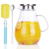 Vekonn Glass Pitcher, Glass Water Pitcher with Tight Stainless Steel