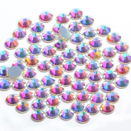 Bymitel Hotfix Crystal Rhinestones Round Gems Iron on DIY Jewelry Making Flat Back for Crafts,Crystal AB, 8.5mm (SS40/144pcs)
