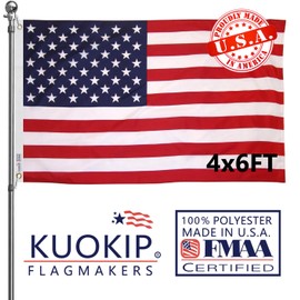Double Sided American Flag 4x6 Made in USA Outdoor Heavy Duty 3 Ply Polyester United States Flag with White Starting Tape and 2 Brass Grommets