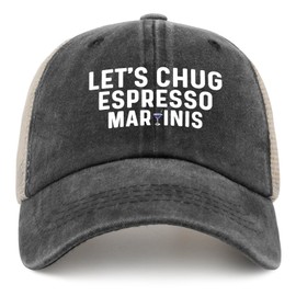 Ositerpz Let's Chug Espresso Martinis Trucker Hat Men Funny Mesh Cap for Summer
