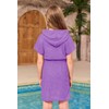 BesserBay Girls Full Zip Bathrobe Purple Terry Hooded Cover Up