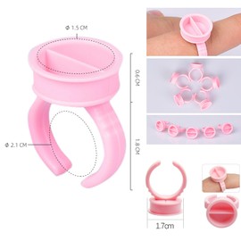 COOSKIN 100 PCS Tattoo Ink Ring Cups Makeup Glue Rings Tattoo Rings Cups Disposable Pigment Glue Holder Adhesive Makeup Rings Palette for Eyelash Extension Nail Art (large division)