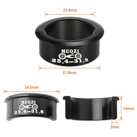 SeonFook 4pcs Bicycle Handle Shim Stem Spacer Aluminum Alloy 25.4-31.8mm Lightweight Bike Handle Shim Adapter Gasket Mountain Bike Road Bike Conversion Piece Accessory Tool (Black)