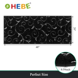 HEBE Bathroom Rugs Runner 48''x20'' Luxury Bath Mat Non Slip Long Bath Rugs for Bathroom Absorbent Microfiber Area Rug Runner Super Soft Machine Washable Plush Mats for Shower Floor