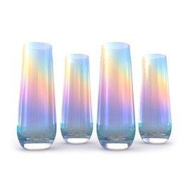 Iridescent Luster Pearl Radiance Set of 4 Water & Wine Glasses 10oz Each - Radiance White Pearl Whimsy and Nostalgia Large Red Wine or White Wine Glass, Entertaining An Ethereal Experience