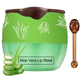 Tnoctuh 1 PCS Bee Lip Balm Lip Mask Honey Pot, Aloe Vera Moisturizing Sleeping Lip Mask Overnight with Sticks, Lip Balm Honey Pot Lip Balm Hydrating Prevention Dry and Crack Lip Scrubs Exfoliator