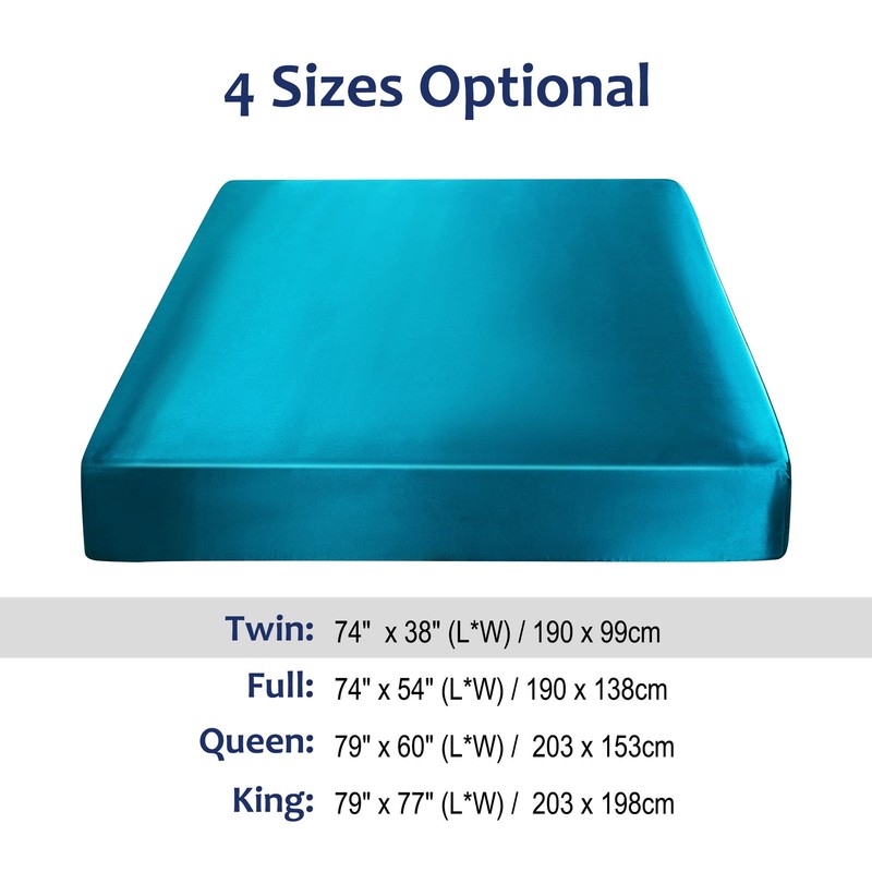 sourcing map Satin Fitted Sheet, Solid Silky 12" Deep Pocket