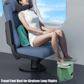 Portable Airplane Footrest for Airplane Travel, Airplane Foot Hammock, Foot Hammock for Plane Travel, Airplane Foot Rest to Relax Your Feet, Airplane Travel Essentials for Women & Men (Green)