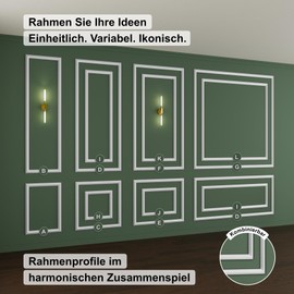 HEXIM Stucco Moulding Wall Frame Sets HDPS White - Choice of Sizes for Wall, Ceiling, Pictures & Mirrors - Ideal for Replicating Historical Interior Details (RM16-E 60 x 75 cm)