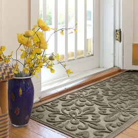 Bungalow Flooring Waterhog Runner Door Mat, 2' x 5' Made in USA, Durable and Decorative Floor Covering, Skid Resistant, Indoor/Outdoor, Water-Trapping, Phoenix Collection, Camel