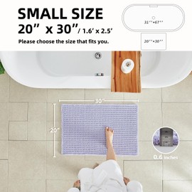 TYUU Waffle Bath Mat, Boho Bathroom Rugs Non Slip Washable Super Absorbent Quick Dry Cute Bath Mat Farmhouse Bathroom Decor, 30"x20" Lavender