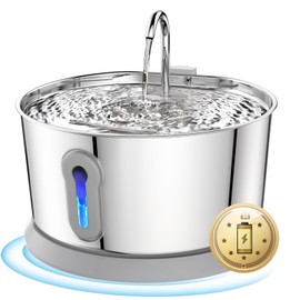 Battery Operated Cat Water Fountain Wireless, 4L/135oz Stainless Steel Pet Fountain for drinking Dog Water Dispenser Cordless with Motion Sensor, Ultra-Quiet Pump & for Cats Inside, Dog, Multiple Pets