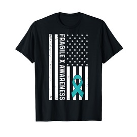 Usa Flag Fragile X Syndrome Awareness Warrior 2025 Autism T-Shirt